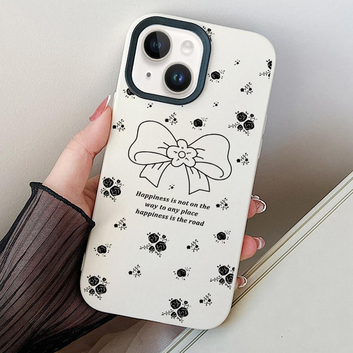 For Iphone 15 Floral Bow Pc Hybrid Tpu Phone Case