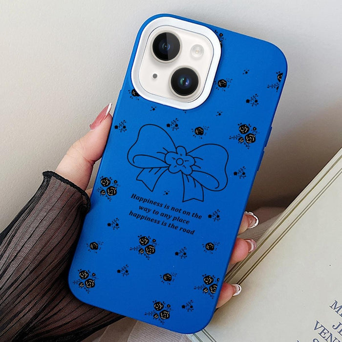 For Iphone 15 Floral Bow Pc Hybrid Tpu Phone Case