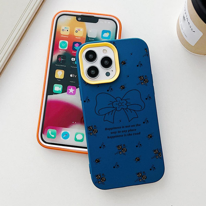 For Iphone 15 Floral Bow Pc Hybrid Tpu Phone Case