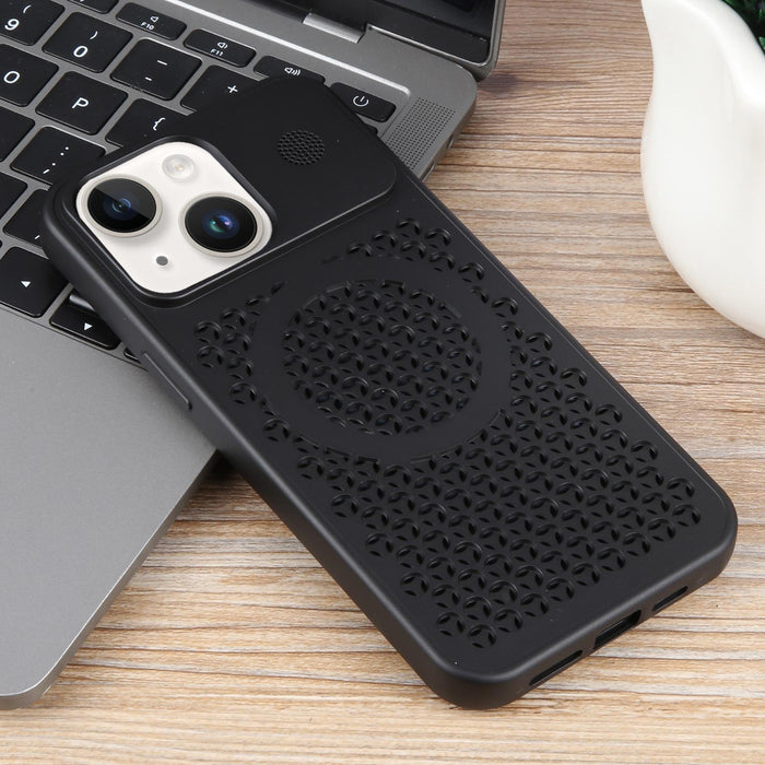 For Iphone 15 Pure Colour Honeycomb Aromatherapy Magsafe Phone Case