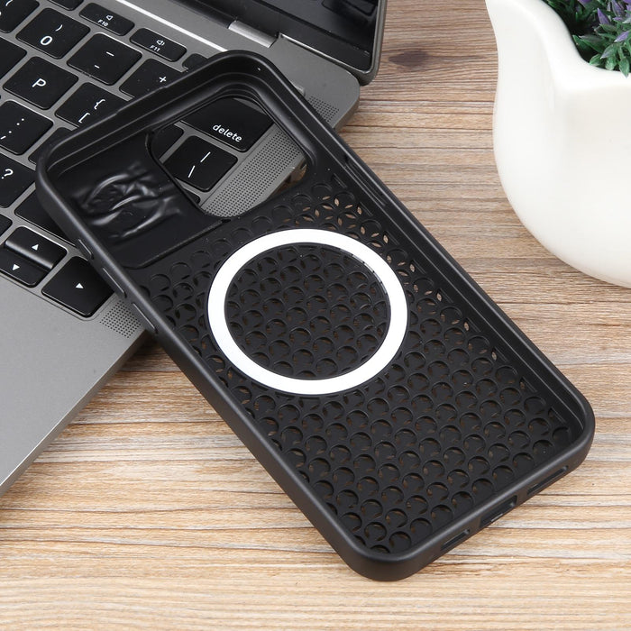 For Iphone 15 Pure Colour Honeycomb Aromatherapy Magsafe Phone Case