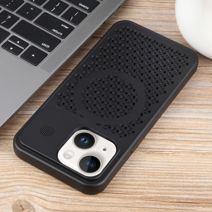 For Iphone 15 Pure Colour Honeycomb Aromatherapy Magsafe Phone Case