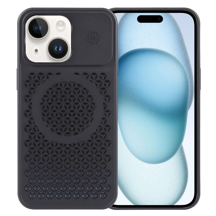 For Iphone 15 Pure Colour Honeycomb Aromatherapy Magsafe Phone Case