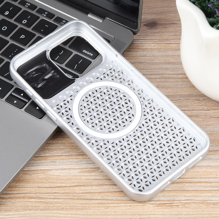 For Iphone 15 Pure Colour Honeycomb Aromatherapy Magsafe Phone Case