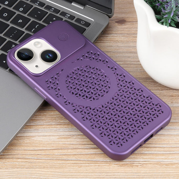 For Iphone 15 Pure Colour Honeycomb Aromatherapy Magsafe Phone Case
