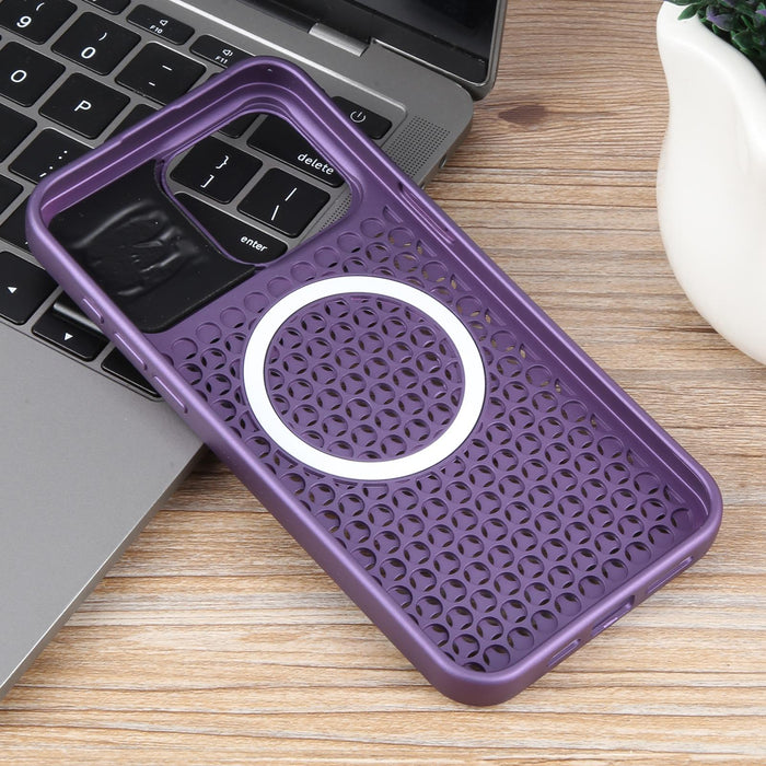 For Iphone 15 Pure Colour Honeycomb Aromatherapy Magsafe Phone Case