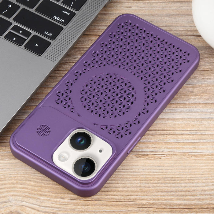 For Iphone 15 Pure Colour Honeycomb Aromatherapy Magsafe Phone Case