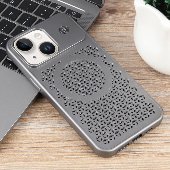 For Iphone 15 Pure Colour Honeycomb Aromatherapy Magsafe Phone Case