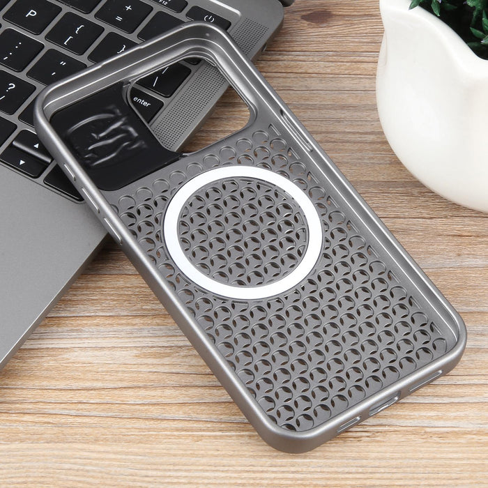 For Iphone 15 Pure Colour Honeycomb Aromatherapy Magsafe Phone Case