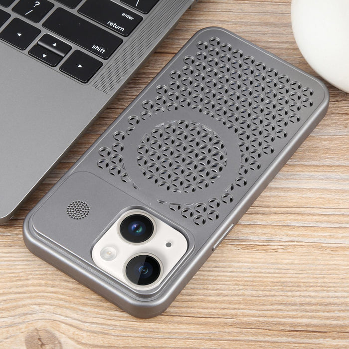 For Iphone 15 Pure Colour Honeycomb Aromatherapy Magsafe Phone Case