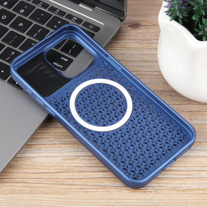 For Iphone 15 Pure Colour Honeycomb Aromatherapy Magsafe Phone Case