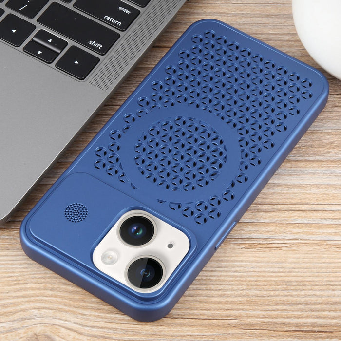 For Iphone 15 Pure Colour Honeycomb Aromatherapy Magsafe Phone Case