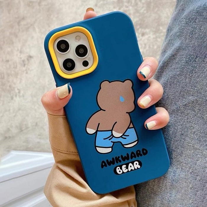 For Iphone 15 Awkward Bear Pc Hybrid Tpu Phone Case
