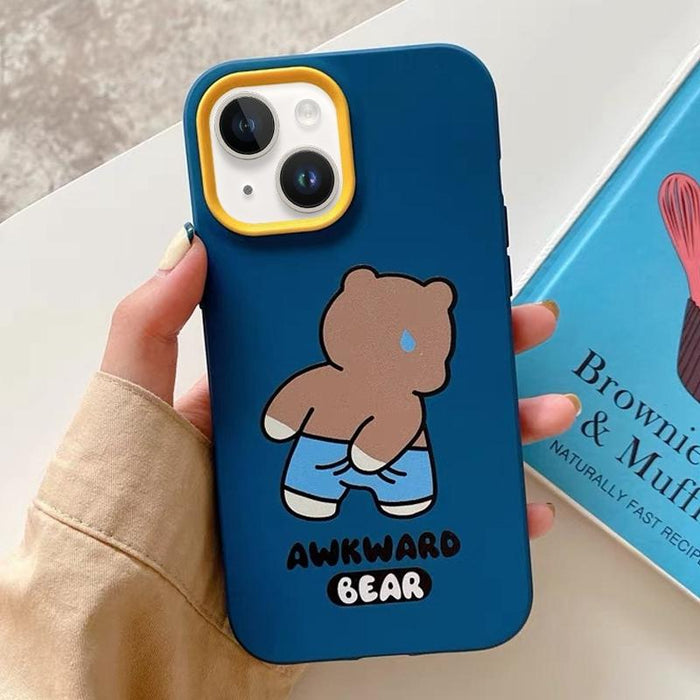 For Iphone 15 Awkward Bear Pc Hybrid Tpu Phone Case