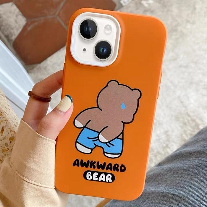 For Iphone 15 Awkward Bear Pc Hybrid Tpu Phone Case