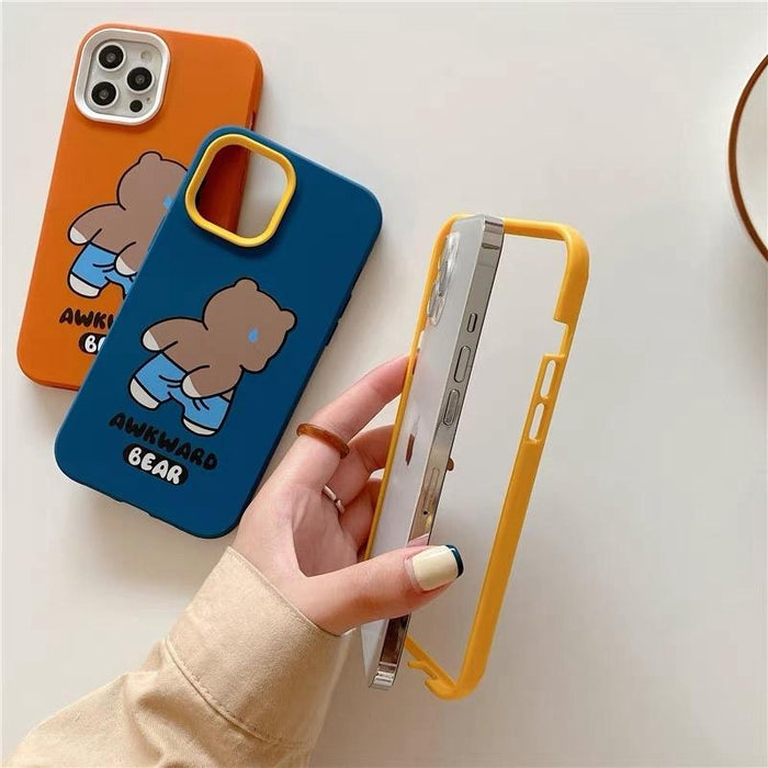 For Iphone 15 Awkward Bear Pc Hybrid Tpu Phone Case