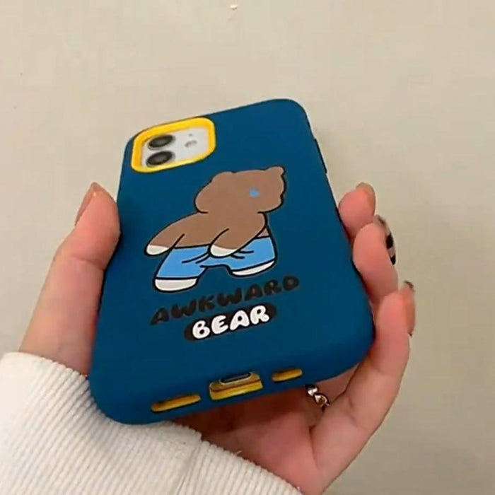 For Iphone 15 Awkward Bear Pc Hybrid Tpu Phone Case