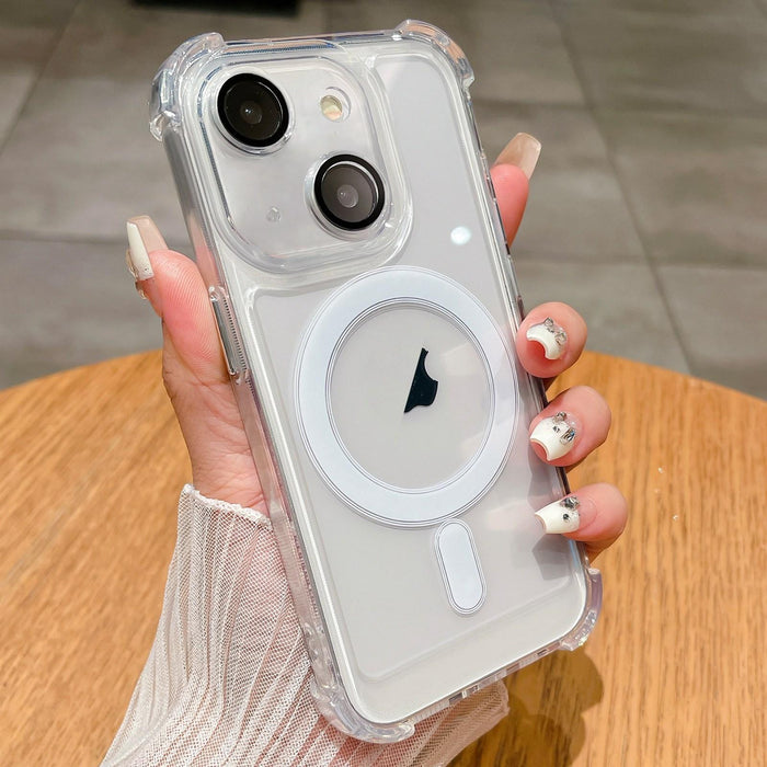 For Iphone 15 Clear Acrylic & Tpu Magsafe Magnetic Phone Case