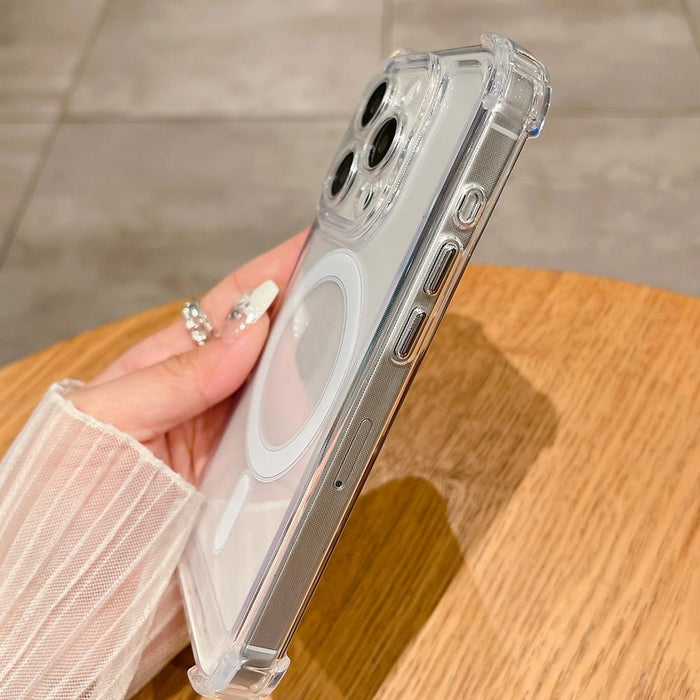 For Iphone 15 Clear Acrylic & Tpu Magsafe Magnetic Phone Case