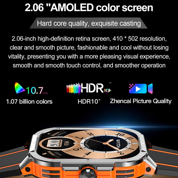 2.06 Inch Bt5.3 Ip68 Sport Smart Watch Bluetooth Call / Message / Health