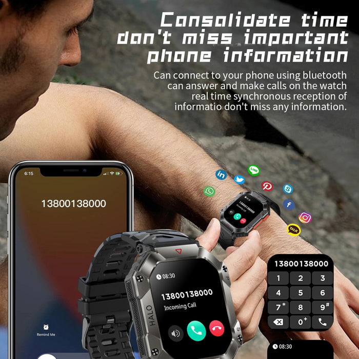2.0 Inch Bt5.1 Ip67 Sport Smart Watch Support Bluetooth Call / Sleep / Blood Oxygen / Heart Rate / Blood Pressure Health Monitor