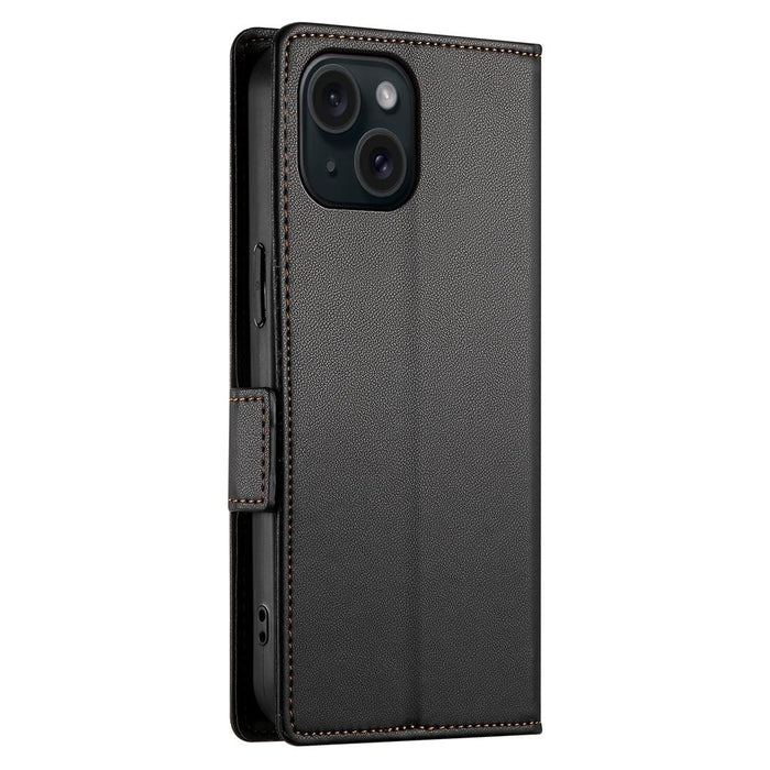 For Iphone 15 Side Buckle Magnetic Frosted Leather Phone Case