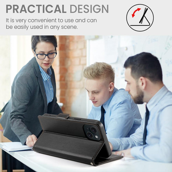 For Iphone 15 Side Buckle Magnetic Frosted Leather Phone Case