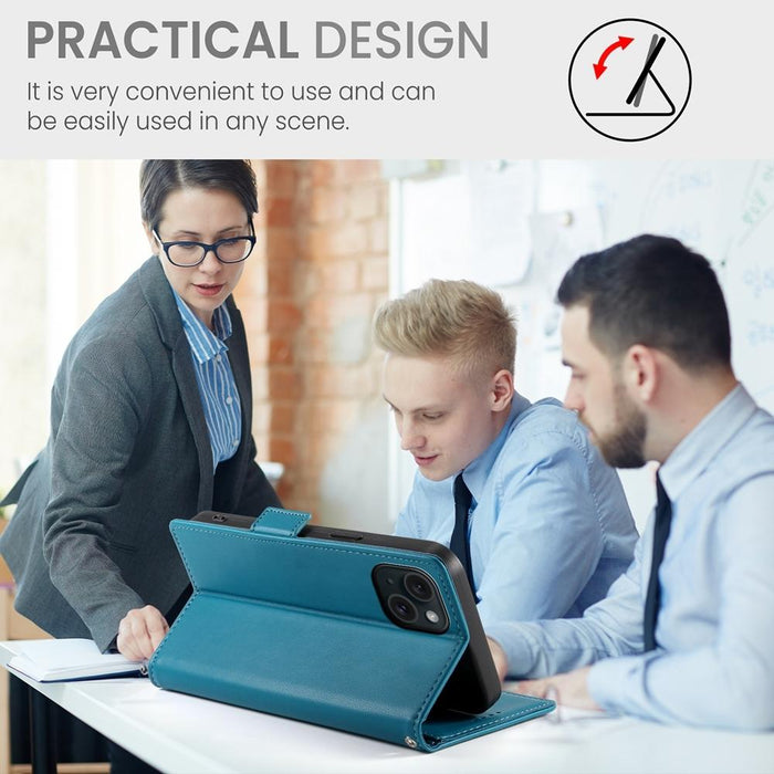 For Iphone 15 Side Buckle Magnetic Frosted Leather Phone Case