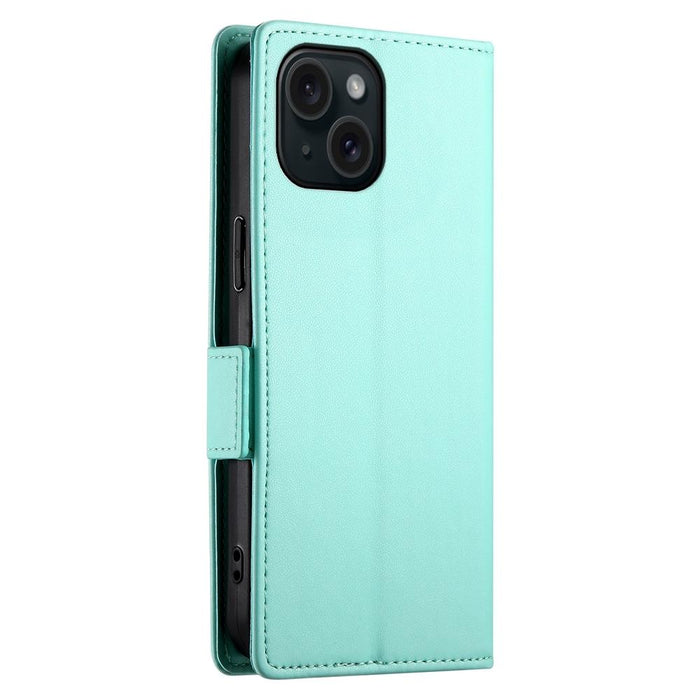 For Iphone 15 Side Buckle Magnetic Frosted Leather Phone Case