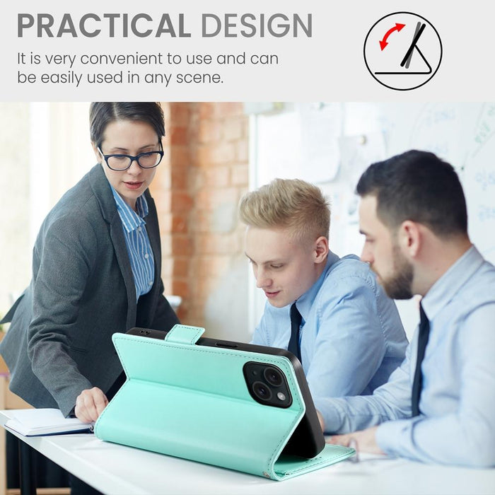 For Iphone 15 Side Buckle Magnetic Frosted Leather Phone Case