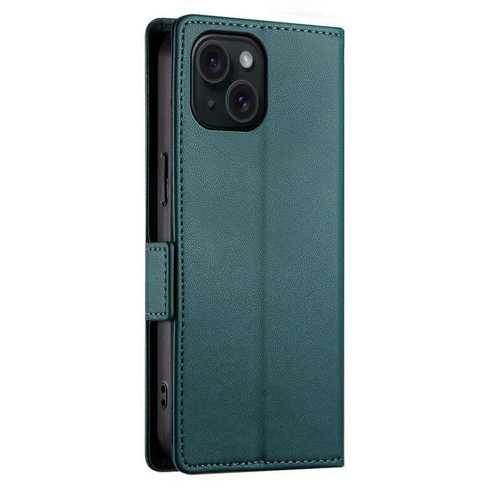 For Iphone 15 Side Buckle Magnetic Frosted Leather Phone Case