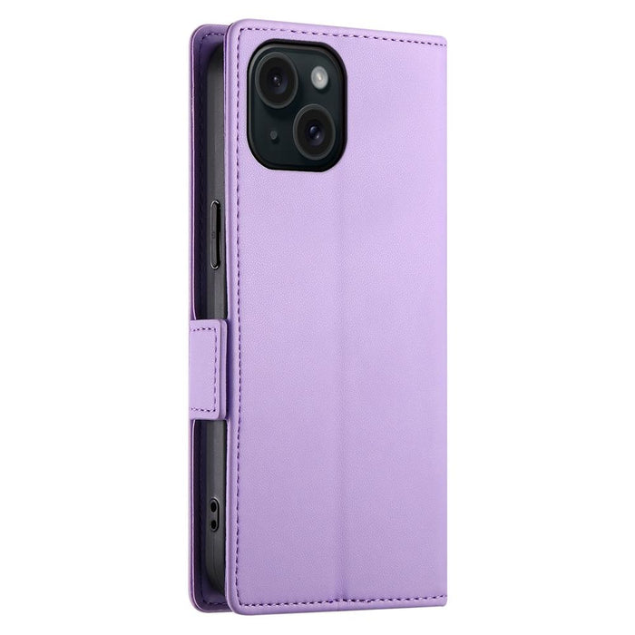 For Iphone 15 Side Buckle Magnetic Frosted Leather Phone Case