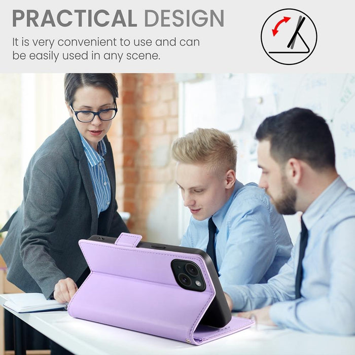 For Iphone 15 Side Buckle Magnetic Frosted Leather Phone Case