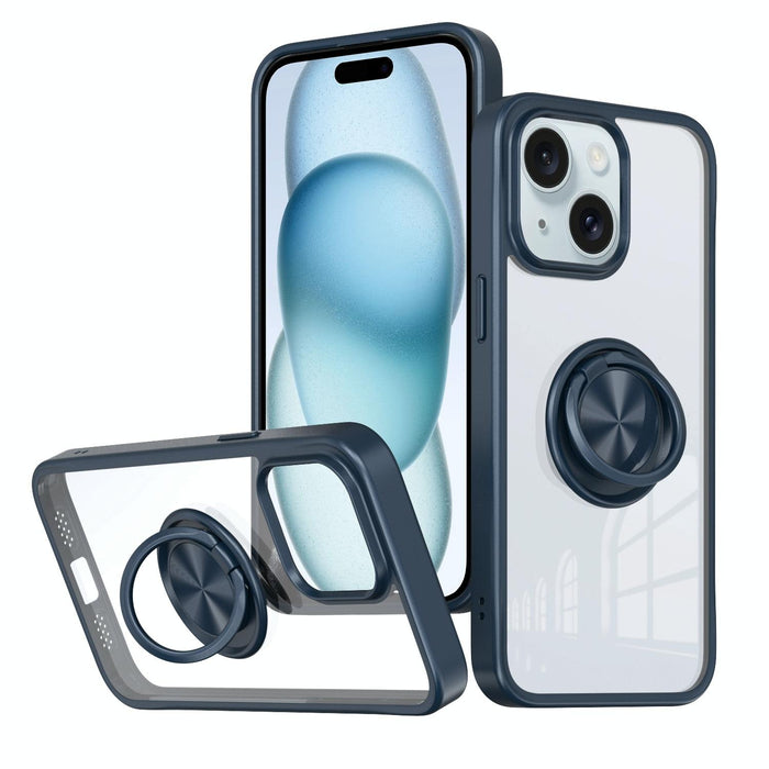 For Iphone 15 Ring Holder Pc Hybrid Tpu Phone Case