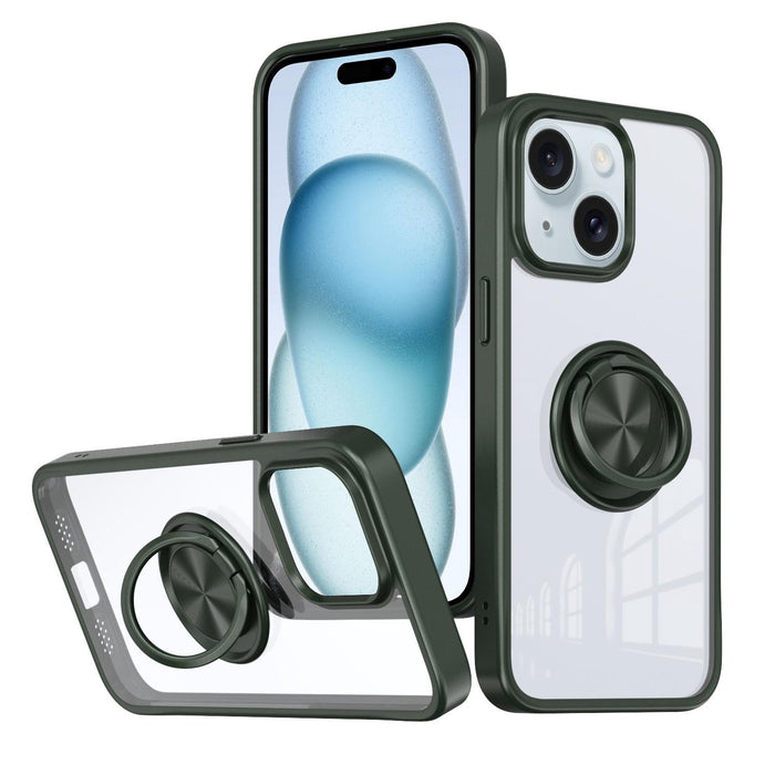 For Iphone 15 Ring Holder Pc Hybrid Tpu Phone Case