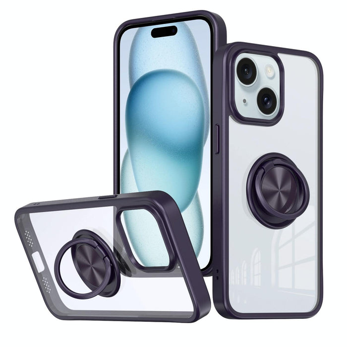 For Iphone 15 Ring Holder Pc Hybrid Tpu Phone Case