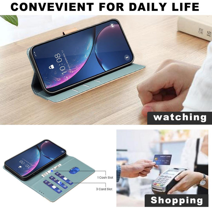 For Iphone 15 Colour Matching Rfid Anti-Theft Leather Phone Case