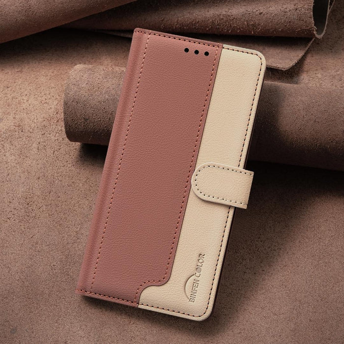 For Iphone 15 Colour Matching Rfid Anti-Theft Leather Phone Case