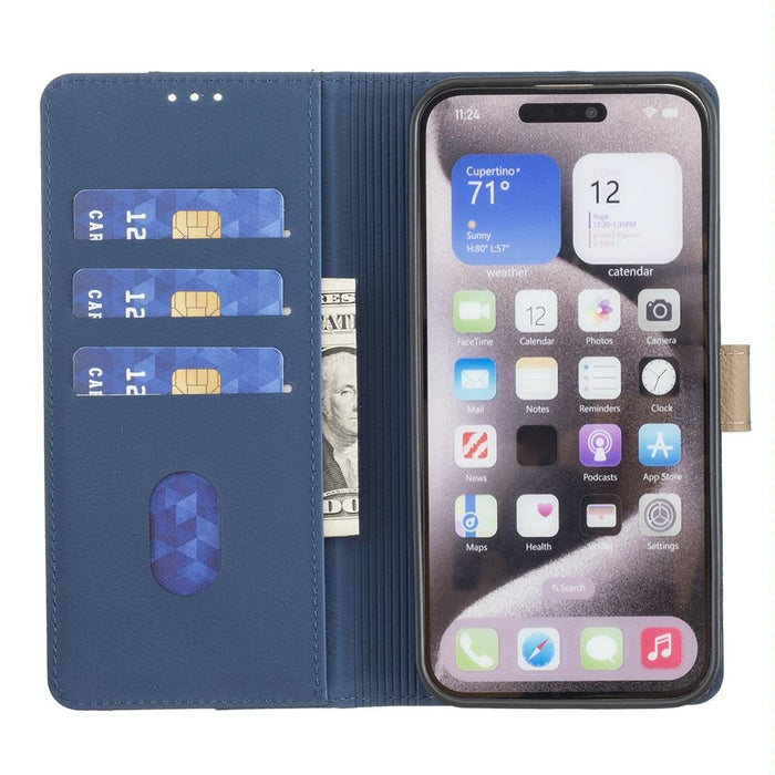 For Iphone 15 Colour Matching Rfid Anti-Theft Leather Phone Case