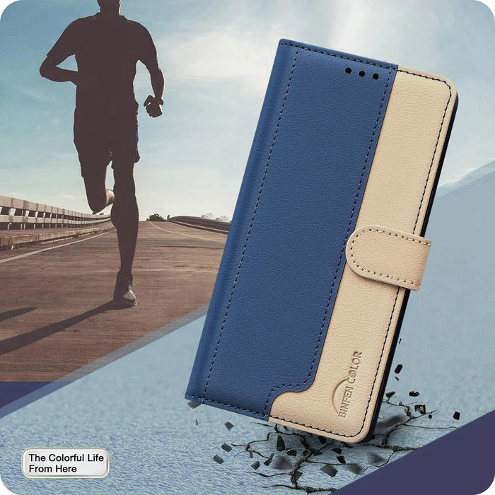 For Iphone 15 Colour Matching Rfid Anti-Theft Leather Phone Case