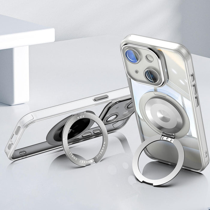 For Iphone 15 360 Degree Holder Magsafe Acrylic Hybrid Tpu Phone Case