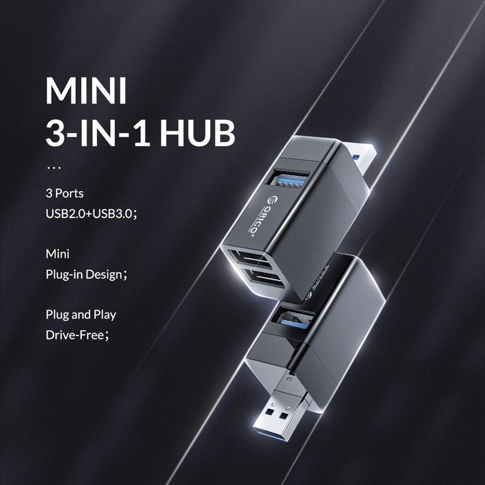3-In-1 Mini Usb Hub Adapter Abs Plastic
