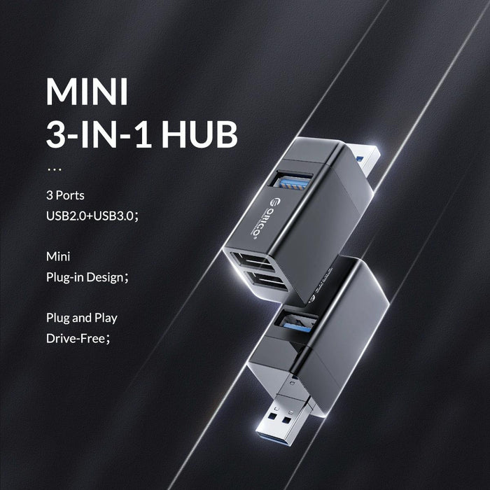 3-In-1 Mini Usb Hub Adapter Abs Plastic