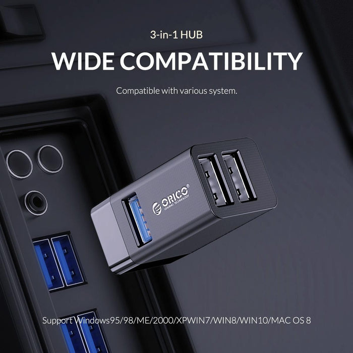 3-In-1 Mini Usb Hub Adapter Abs Plastic