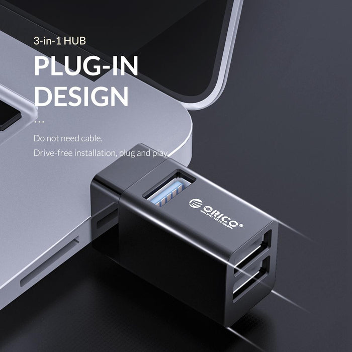 3-In-1 Aluminum Usb Mini Hub Adapter