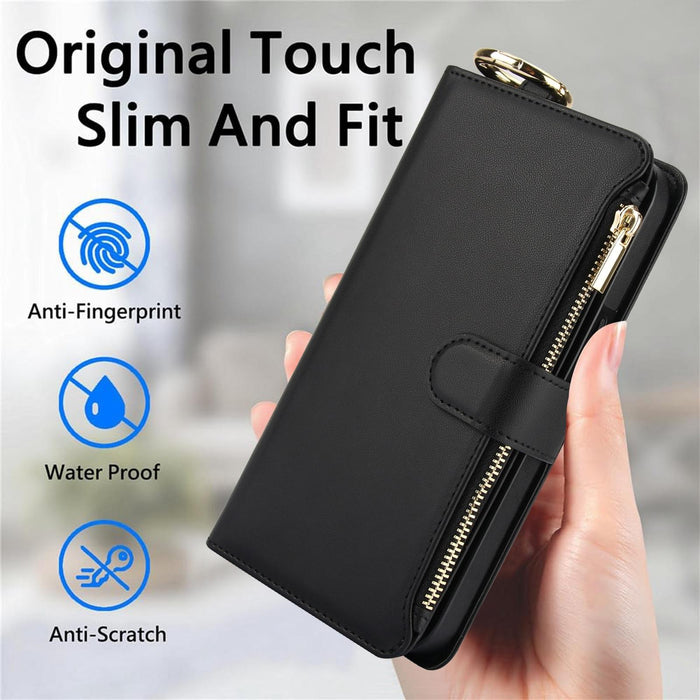 For Iphone 15 Crossbody Ring Multifunctional Wallet Leather Phone Case