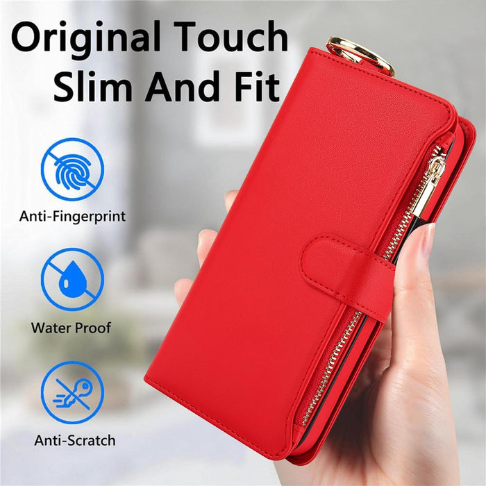 For Iphone 15 Crossbody Ring Multifunctional Wallet Leather Phone Case