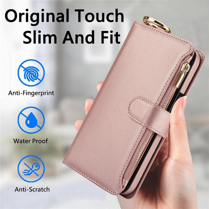 For Iphone 15 Crossbody Ring Multifunctional Wallet Leather Phone Case