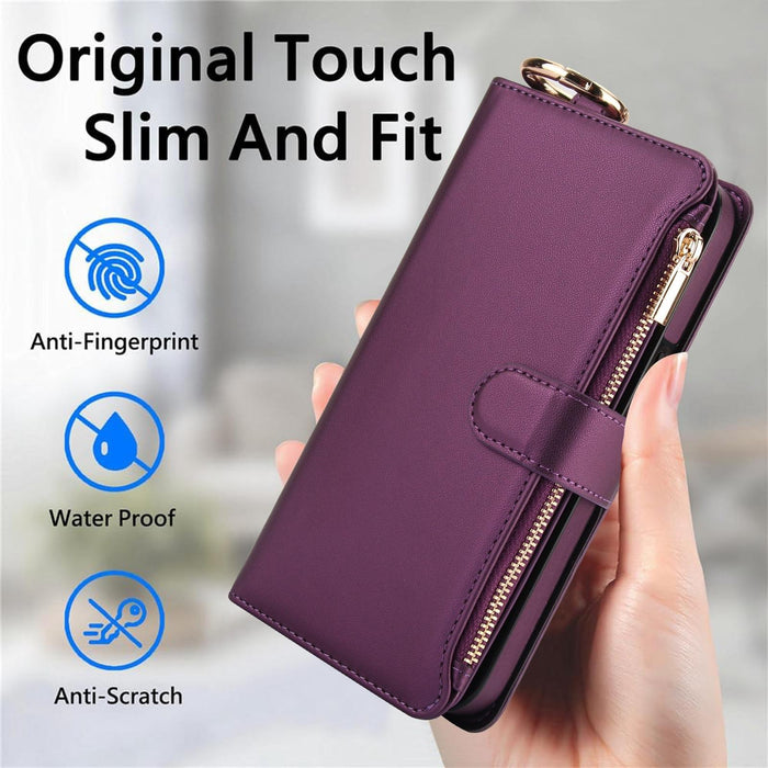 For Iphone 15 Crossbody Ring Multifunctional Wallet Leather Phone Case