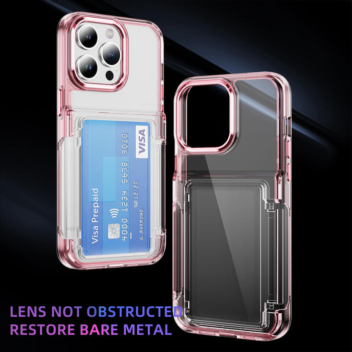 For Iphone 15 Card Holder Acrylic Hybrid Tpu Phone Case